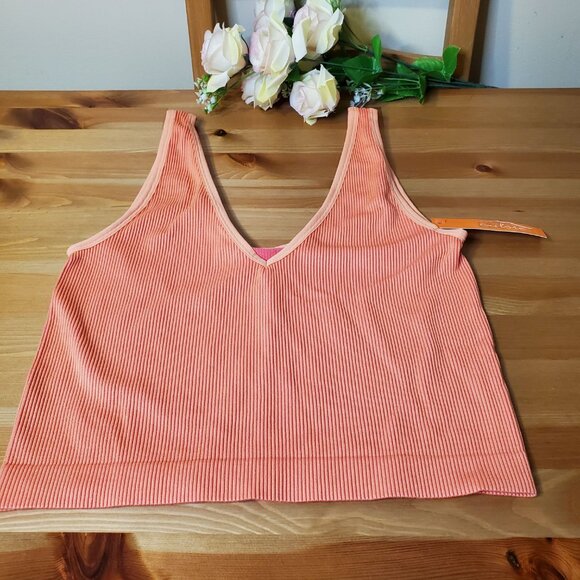 Colsie - Women's Ribbed Seamless Tank Top - Orange Size L - Picture 7 of 8